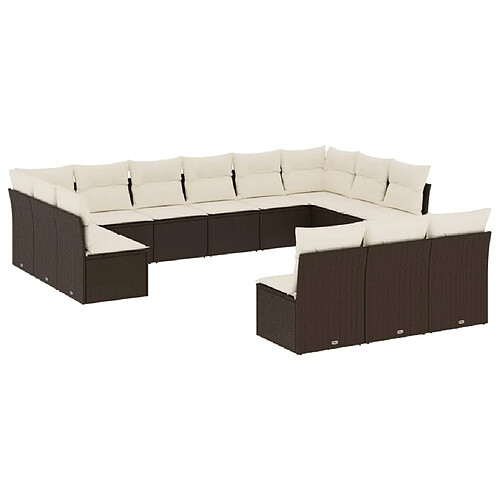 Maison Chic Salon de jardin avec coussins 13 pcs, Ensemble Tables et chaises de jardin, marron résine tressée -GKD779872