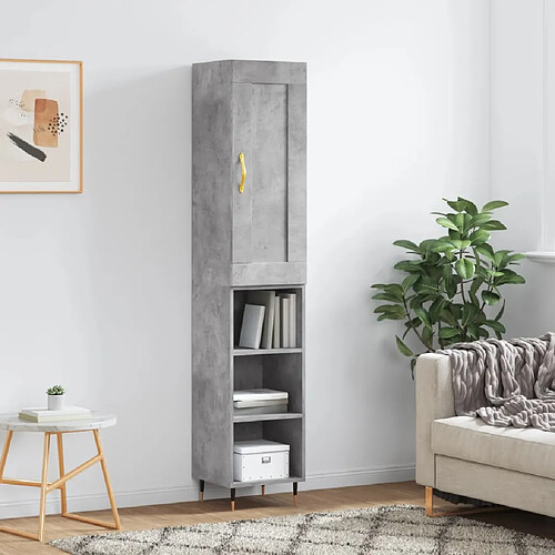 vidaXL Buffet haut Gris béton 34,5x34x180 cm Bois d'ingénierie