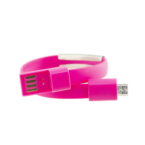 Totalcadeau Câble chargeur en forme de bracelet Micro USB 23 cm Rose pas cher