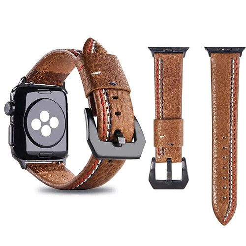 Wewoo Bracelet cuir PU pour Apple Watch Series 3/2/1 42mm - Marron