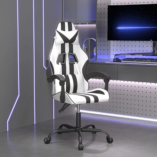 vidaXL Chaise de jeu Blanc et noir Similicuir