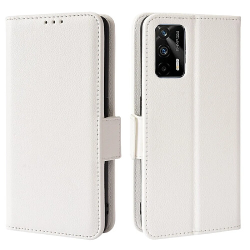 Etui en PU texture litchi, antichoc avec support, blanc pour votre Realme GT Neo2T/GT 5G/GT Neo 5G/Q3 Pro 5G