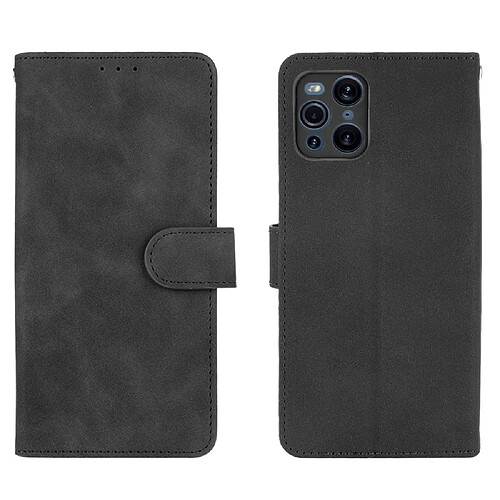 Etui en PU Sensation de toucher de la peau avec support noir pour votre Oppo Find X3 Pro/Find X3