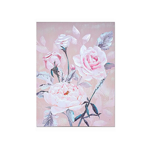 Cadre Romimex Rose Toile Roses 60 x 80 x 3 cm