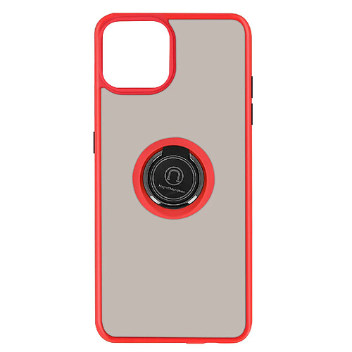 Avizar Coque Apple iPhone 13 Pro Max Bi-matière Bague Métallique Support rouge