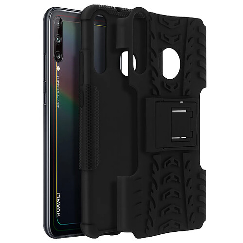 Avizar Coque Huawei P40 Lite E Protection Semi-rigide Antichoc Béquille Support Noir