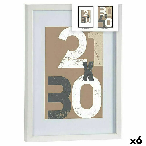 Gift Decor Porte photos mural Blanc verre Bois MDF 32,5 x 2,5 x 42,5 cm (6 Unités)