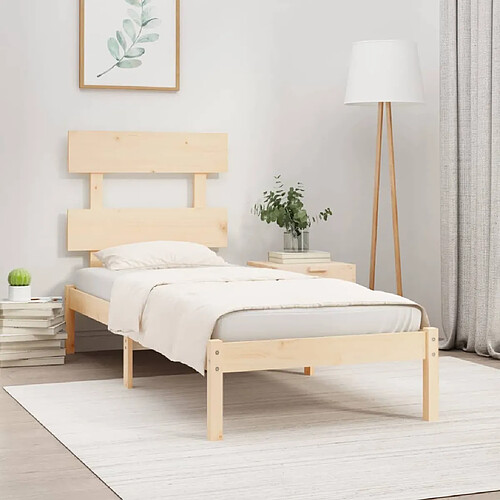 vidaXL Cadre de lit sans matelas 75x190 cm bois massif