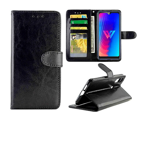 Wewoo Housse Coque Pour LG W30 Crazy Horse Texture de protection en cuir à rabat horizontal avec support et fentes cartes et portefeuille et cadre photo noir