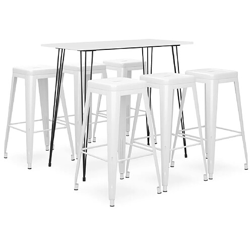 vidaXL Ensemble de bar 7 pcs Blanc