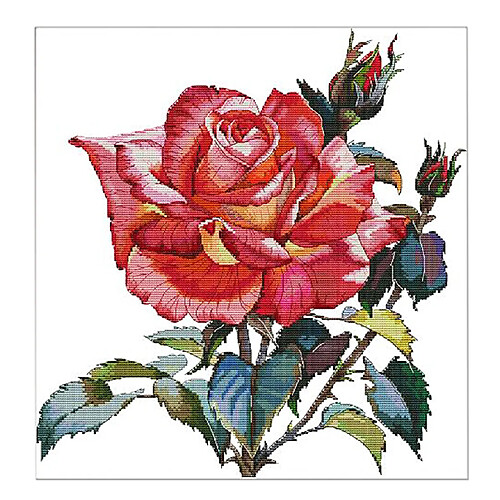 Kit de point de croix fleur rose bricolage fait à la main compter 14CT 43x44cm