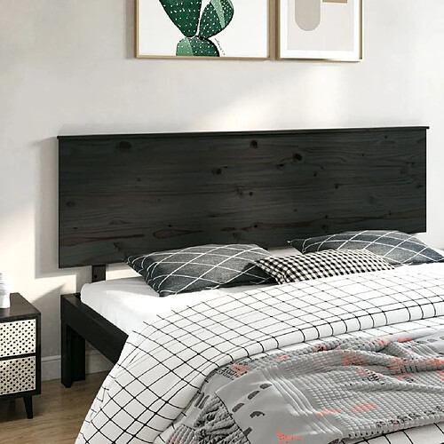 Maison Chic Tête de lit scandinave,Meuble de chambre Noir 204x6x82,5 cm Bois massif de pin -MN99577