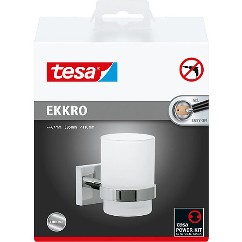 tesa Support pour verre à dents EKKRO, avec colle, chromé ()