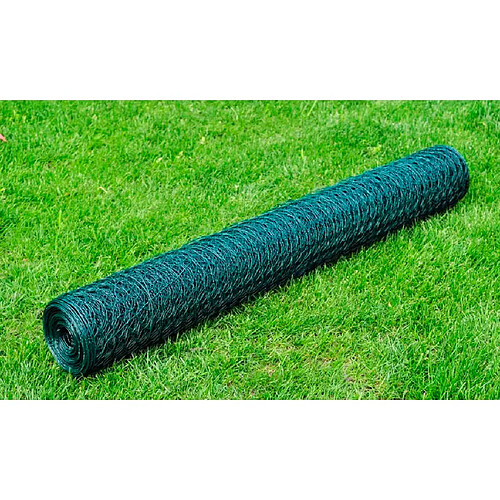 vidaXL Grillage à poule avec revêtement en PVC 25x0,75 m vert