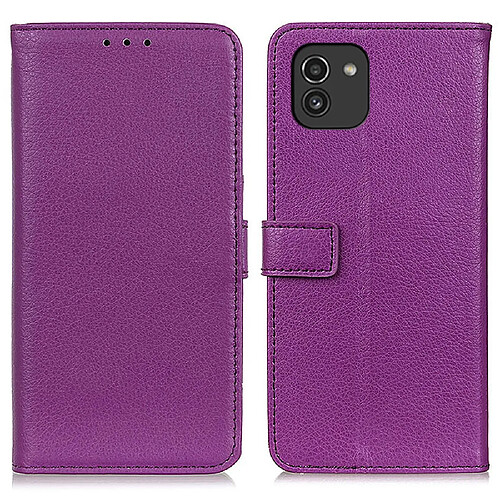 Etui en PU texture litchi violet pour votre Samsung Galaxy A03 (166.5 x 75.98 x 9.14mm)