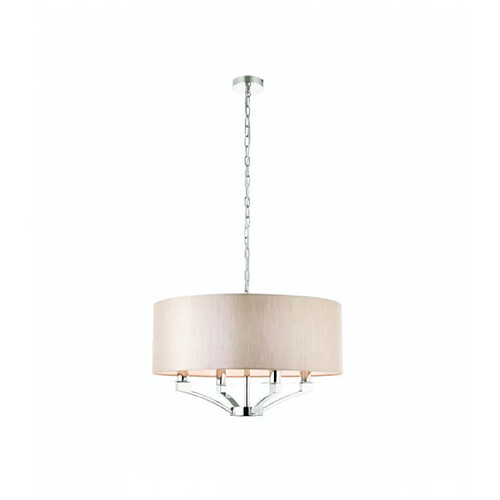 Interiors 1900 Suspension 4 ampoules Vienna, nickel, abat-jour beige