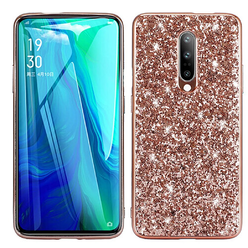 Coque en TPU cadre de paillettes scintillantes or rose pour votre OnePlus 8