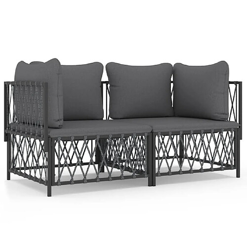 Maison Chic Salon de jardin 2 pcs avec coussins - Table et chaises d'extérieur - Mobilier/Meubles de jardin Moderne anthracite acier -MN34195