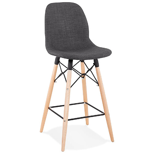 Alterego Tabouret snack mi-hauteur 'GALACTIK MINI' en tissu gris style scandinave