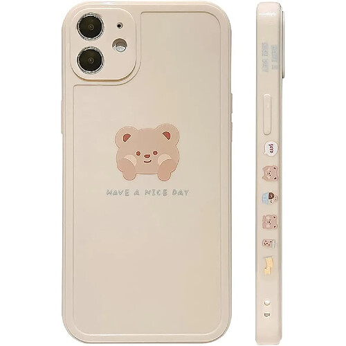 Compatible avec IPhone 11 Coque Mignon Peint Design Ours Brun avec Joues pour Femmes Filles Mode Mince Souple Flexible en Caoutchouc TPU pour IPhone 11-Beige