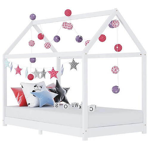 vidaXL Cadre de lit d'enfant Blanc Bois de pin massif 90 x 200 cm