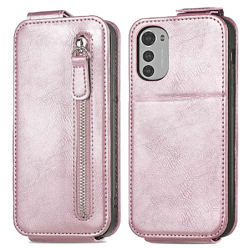 Etui en PU fermoir magnétique avec support pour votre Motorola Moto G22/E32 4G/E32s 4G - or rose