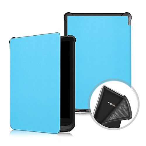 Coque en TPU + PU couleur unie bleu ciel pour votre PocketBook 616/627/632/632 Plus