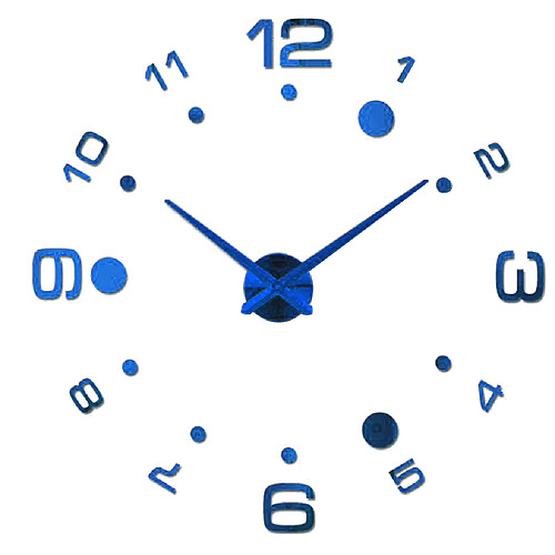 moderne diy grande horloge murale grande montre 3d miroir quartz analogique horloge bleu