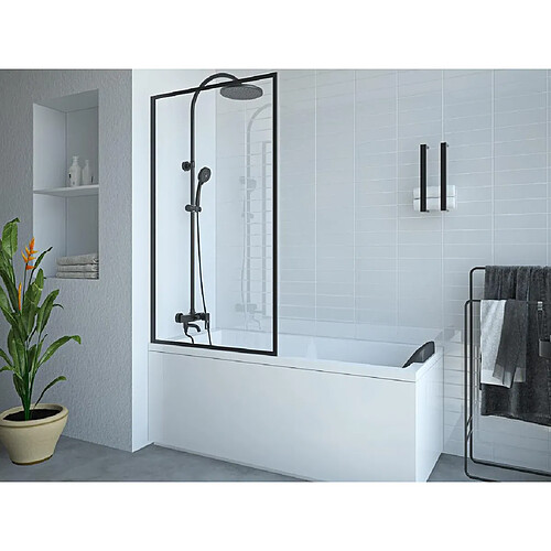 Vente-Unique Pare baignoire noir mat style industriel - 80 x 140 cm - Verre trempé - BRADENTON