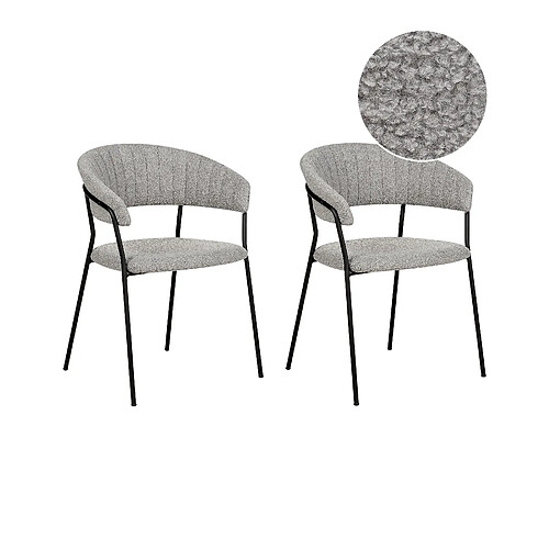 Beliani Chaise de salle à manger MARIPOSA Set de 2 Bouclé Gris