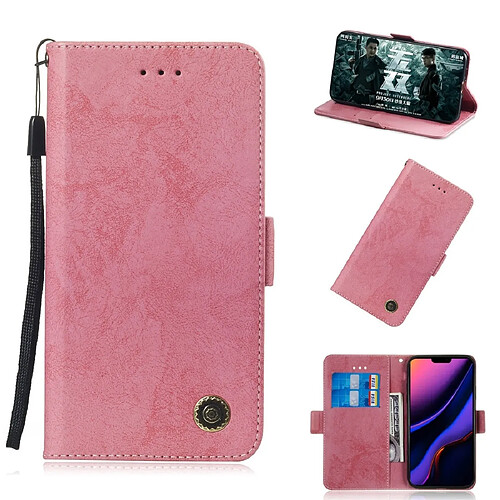 Wewoo Coque Pour iPhone 11 Pro Retro Etui à rabat en cuir avec fente carte et support Rose