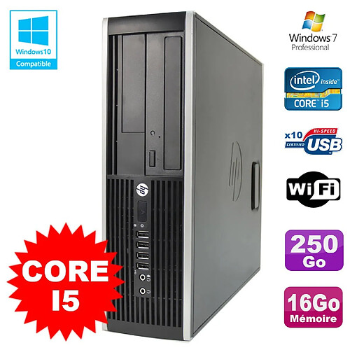 PC HP Elite 8200 SFF Intel Core I5 3.1GHz 16Go Disque 250Go DVD WIFI W7 · Occasion