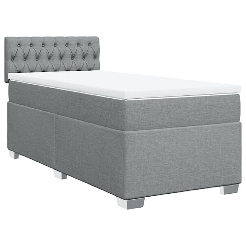 Vidaxl Sommier à lattes de lit avec matelas Gris clair 100x200cm Tissu