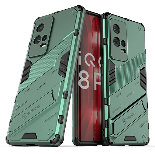 Coque en TPU antichoc, avec béquille vert pour votre Vivo iQOO 8 Pro