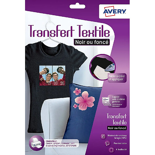 Avery Papier Transfert pour coton noir ou foncé - C9406-5