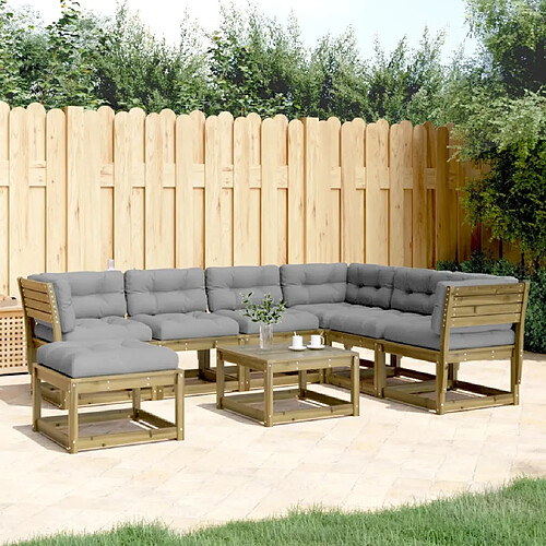 vidaXL Salon de jardin 7 pcs avec coussins bois de pin imprégné