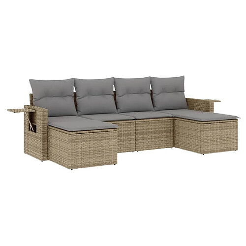 Maison Chic Salon de jardin avec coussins 6 pcs | Ensemble de Table et chaises | Mobilier d'Extérieur beige résine tressée -GKD82822