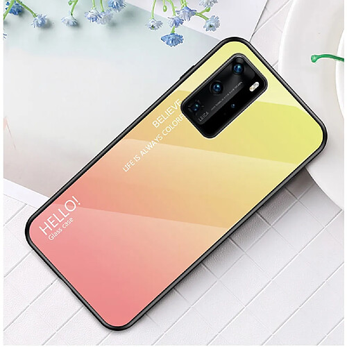 Coque en TPU hybride de couleur dégradé jaune/rose pour votre Huawei P40 Pro