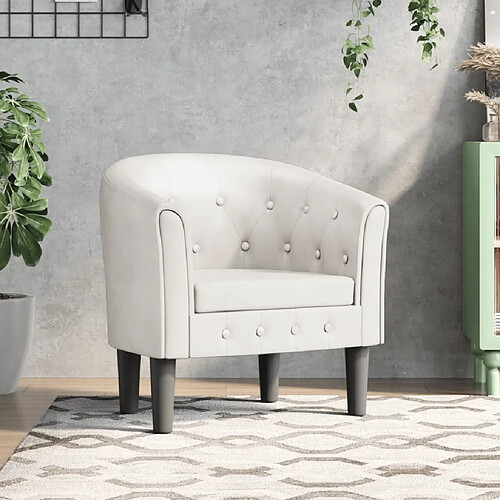 Maison Chic Fauteuil relax,Chaise pour salon cabriolet blanc similicuir -MN11839