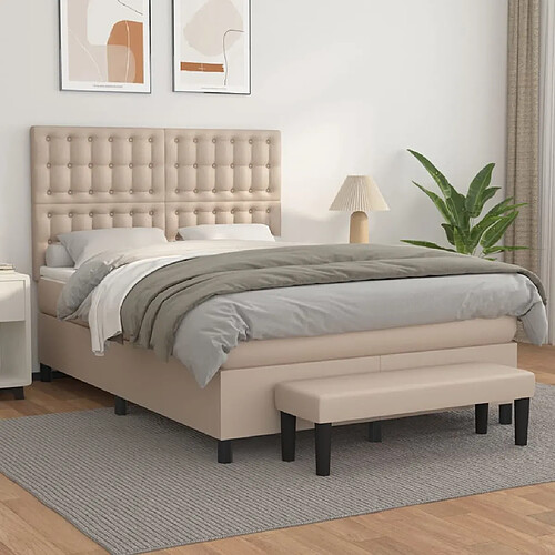 vidaXL Sommier à lattes de lit avec matelas Cappuccino 140x190 cm