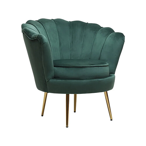 Habitat Et Jardin Fauteuil en velours Floria - 75 x 68 x 77.5cm - Vert