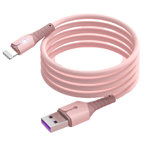 Cable USB Charge Rapide 3A Silicone Rose 2m Pour iPhone 8 / X / XR / 11 / 12 / 13 / SE 2022 Little Boutik®