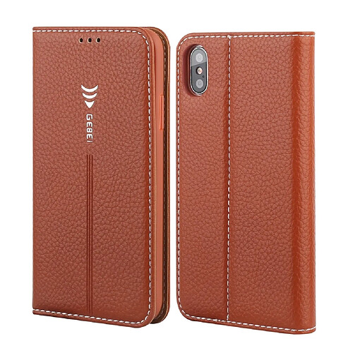 Wewoo Housse Coque Pour iPhone XR GEBEI PU + TPU Etui de protection à rabat horizontal avec support et fentes cartes Marron