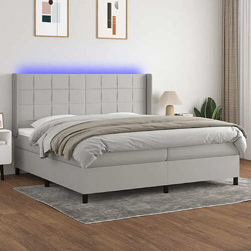 vidaXL Sommier à lattes de lit matelas LED Gris clair 200x200 cm Tissu