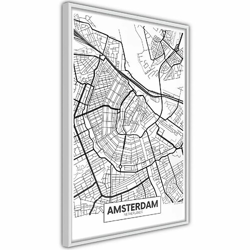 Paris Prix Affiche Murale Encadrée City map Amsterdam 30 x 45 cm Blanc