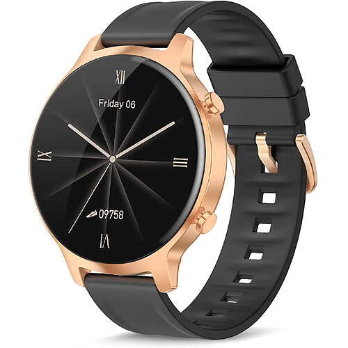 Chrono Montre Connectée Femmes Homme, Smartwatch de Écran Tactile de 1,3", Montres Intelligente IP68 avec Cardiofrequencemetre, Moniteur de Sommeil, Podomètre, Tracker d'Activité pour iOS/Android,Noir