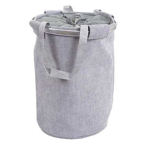 Decoshop26 Panier à linge corbeille buanderie avec cordon de serrage 55x39cm 65L tissu gris 04_0002509