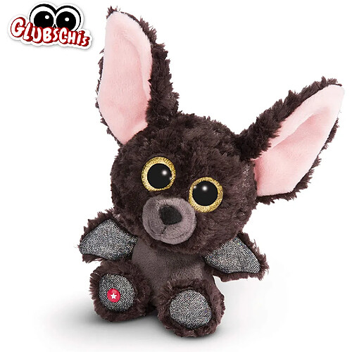 NICI- Doudou-Peluche GLUBSCHIS Chauve-Souris Baako 15cm, avec des Grands Yeux Scintillants, 45552