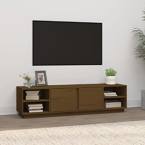 vidaXL Meuble TV Marron miel 156x40x40 cm Bois de pin massif