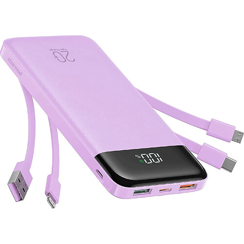 SANAG Power Bank 20000Mah, Chargeur Portable À Chargement Rapide Avec Câbles Intégrés, 5 Sorties Et 4 Entrées Pour Iphone 14 13 12 11 Samsung S21 S22(Violet)